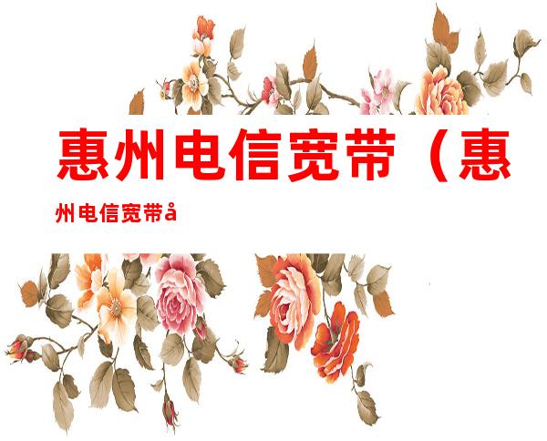 惠州电信宽带(惠州电信宽带多少钱)