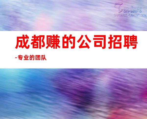 成都赚的公司招聘-专业的团队