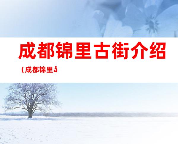 成都锦里古街介绍（成都锦里古街介绍一处景点）
