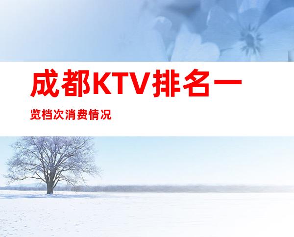 成都KTV排名一览档次消费情况