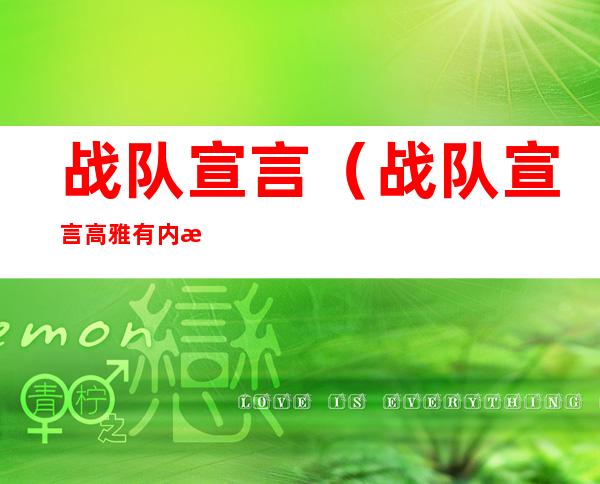 战队宣言(战队宣言高雅有内涵)