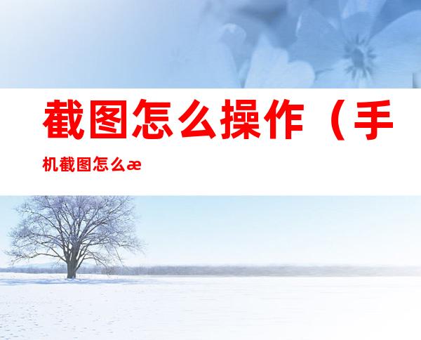 截图怎么操作(手机截图怎么操作)