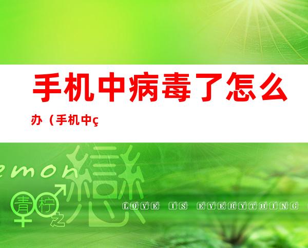 手机中病毒了怎么办(手机中病毒了咋办清理手机病毒)