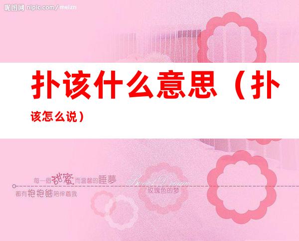 扑该什么意思(扑该怎么说)