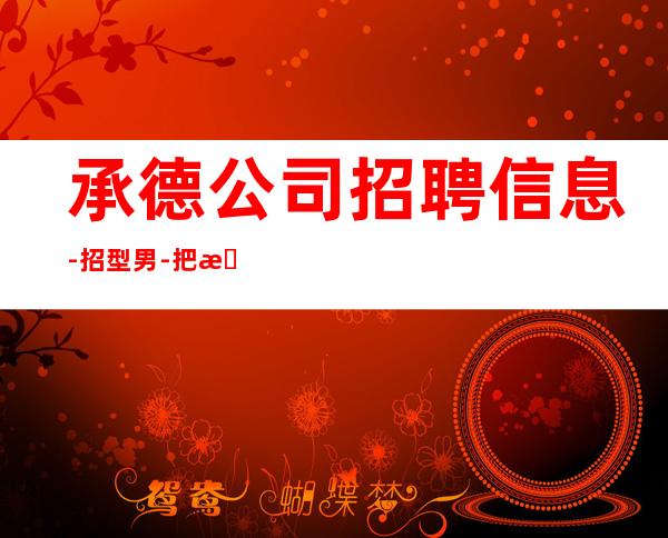 承德公司招聘信息-招型男-把握机会