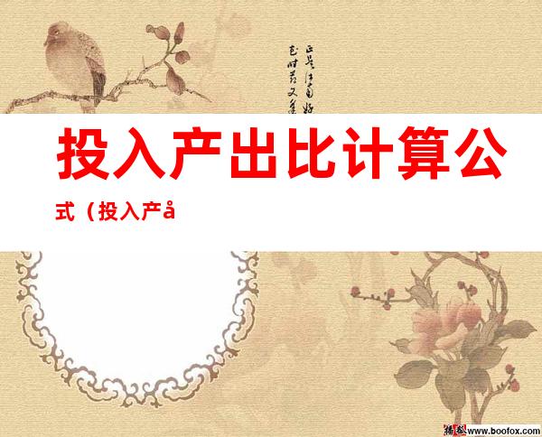 投入产出比计算公式(投入产出比的计算)