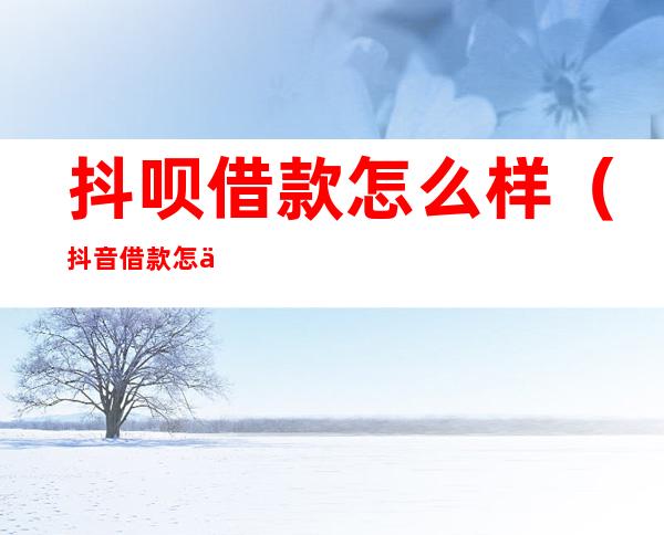 抖呗借款怎么样(抖音借款怎么样)