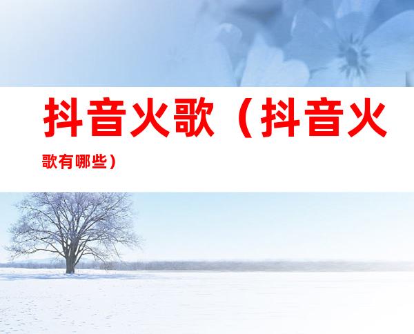 抖音火歌(抖音火歌有哪些)