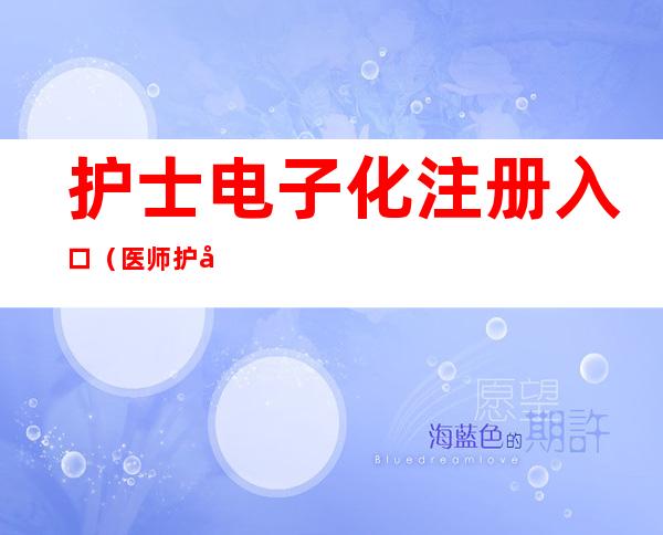 护士电子化注册入口(医师护士电子化注册入口)