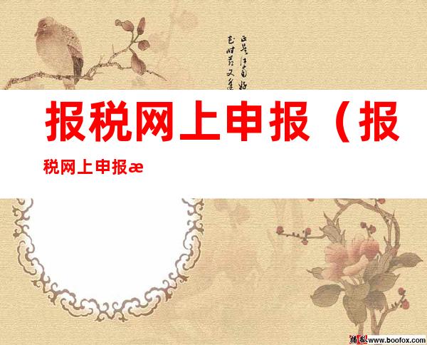 报税网上申报(报税网上申报时间)