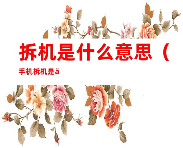 拆机是什么意思(手机拆机是什么意思)
