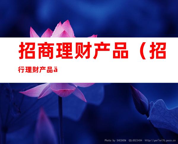 招商理财产品(招行理财产品会损失本金吗)