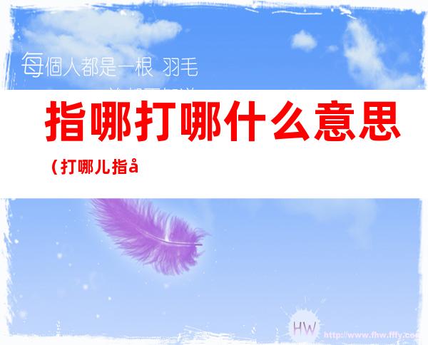 指哪打哪什么意思(打哪儿指哪儿和指哪儿打哪儿)