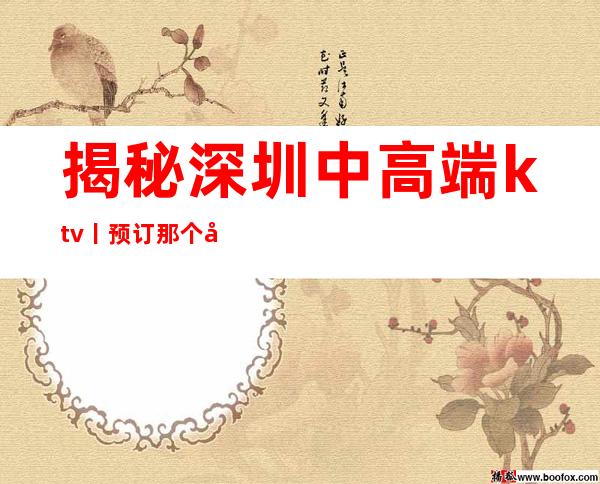 揭秘深圳中高端ktv丨预订那个好玩