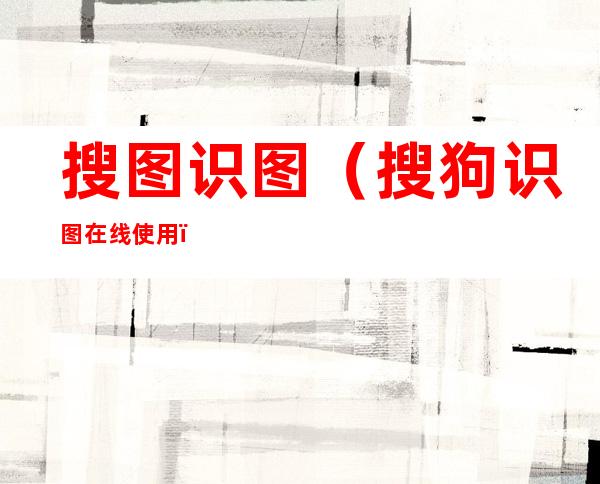 搜图识图(搜狗识图在线使用)