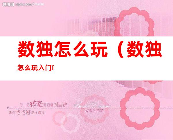 数独怎么玩(数独怎么玩入门)