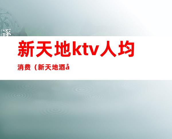 新天地ktv人均消费(新天地酒吧消费)