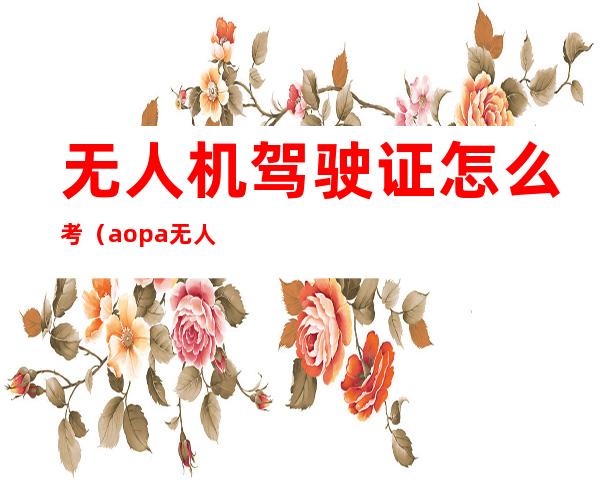 无人机驾驶证怎么考(aopa无人机驾驶证怎么考)