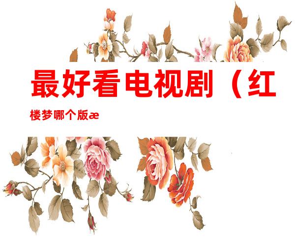最好看电视剧(红楼梦哪个版本最好看电视剧)