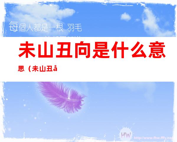 未山丑向是什么意思(未山丑向和丑山未向有什么区别)