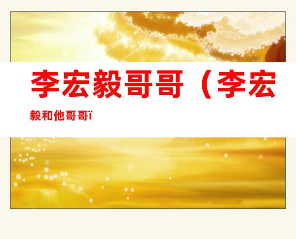 李宏毅哥哥(李宏毅和他哥哥)