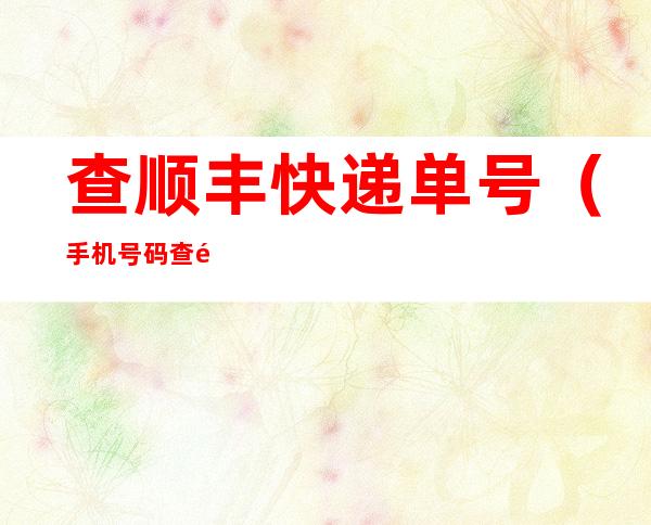 查顺丰快递单号(手机号码查顺丰快递单号)