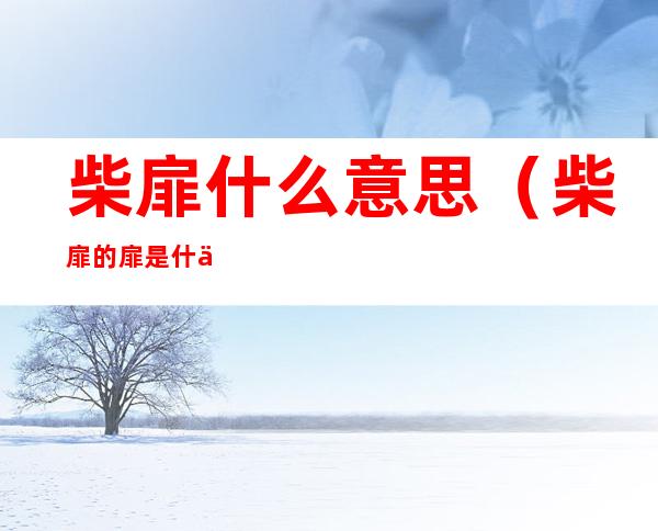 柴扉什么意思(柴扉的扉是什么意思)