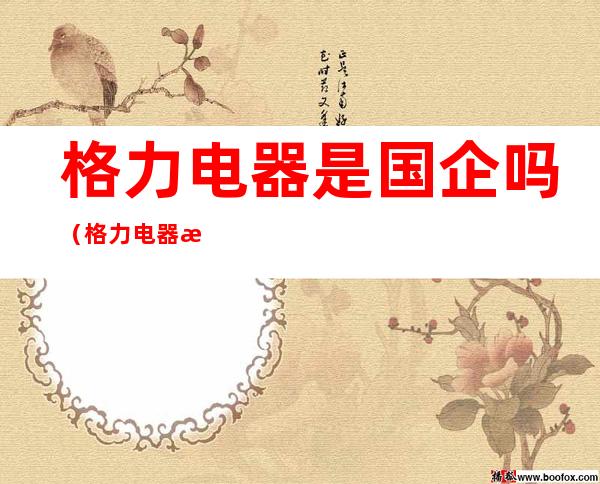格力电器是国企吗（格力电器是国企吗 知乎）