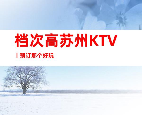 档次高苏州KTV丨预订那个好玩