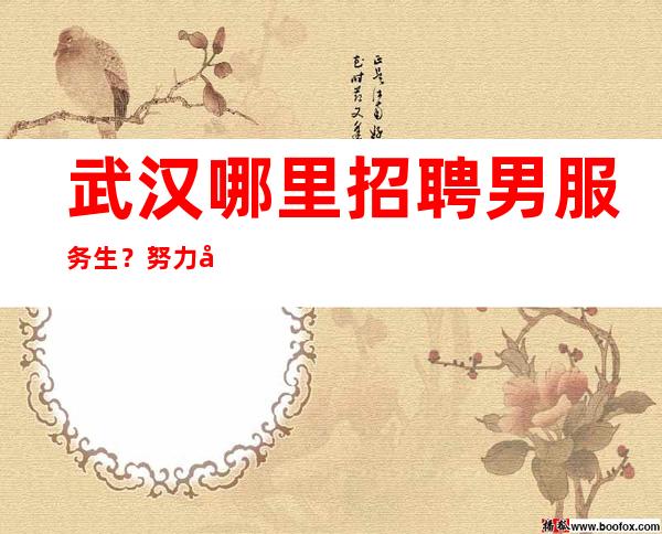 武汉哪里招聘男服务生？努力工作争取早日把青春换成财富