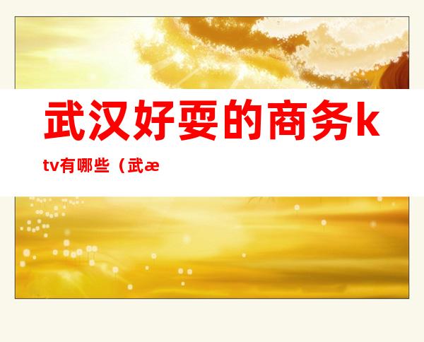 武汉好耍的商务ktv有哪些(武汉比较好的KTV)