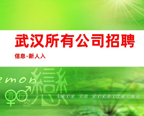 武汉所有公司招聘信息-新人入行必看信息