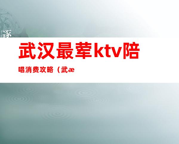 武汉最荤ktv陪唱消费攻略(武汉ktv陪酒)