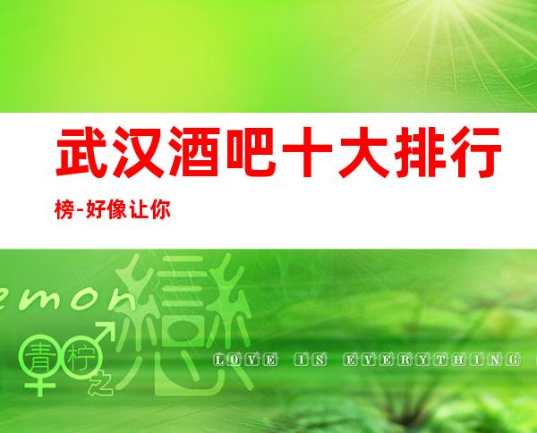 武汉酒吧十大排行榜-好像让你满意的高档酒吧推荐