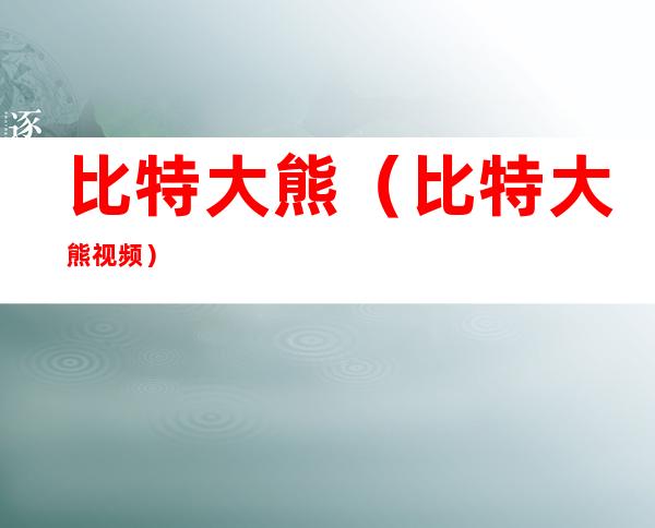 比特大熊（比特大熊视频）