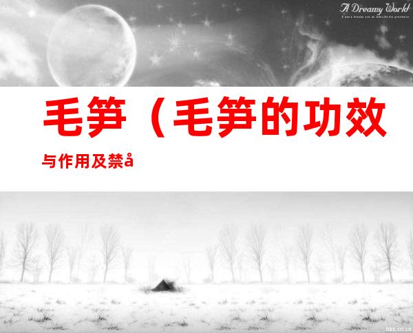 毛笋(毛笋的功效与作用及禁忌)