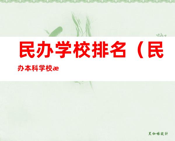 民办学校排名(民办本科学校排名)