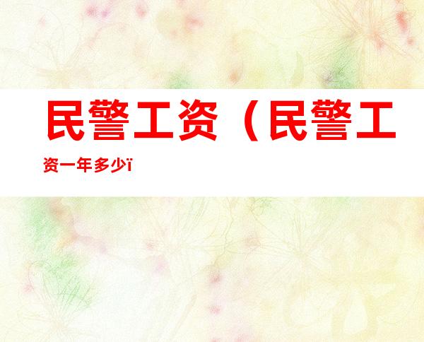 民警工资(民警工资一年多少)