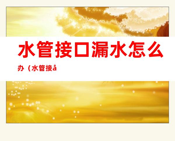 水管接口漏水怎么办(水管接口漏水怎么办视频)