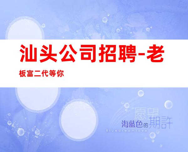 汕头公司招聘-老板富二代等你