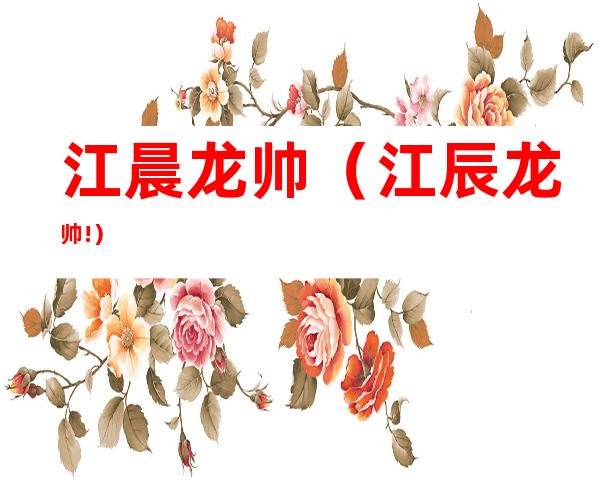 江晨龙帅(江辰龙帅!)