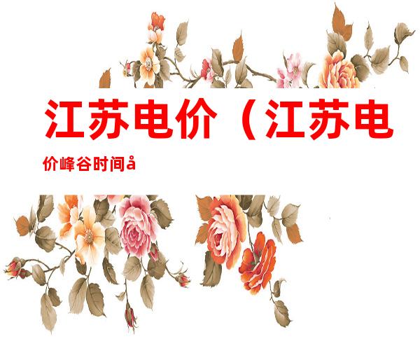 江苏电价(江苏电价峰谷时间划分)