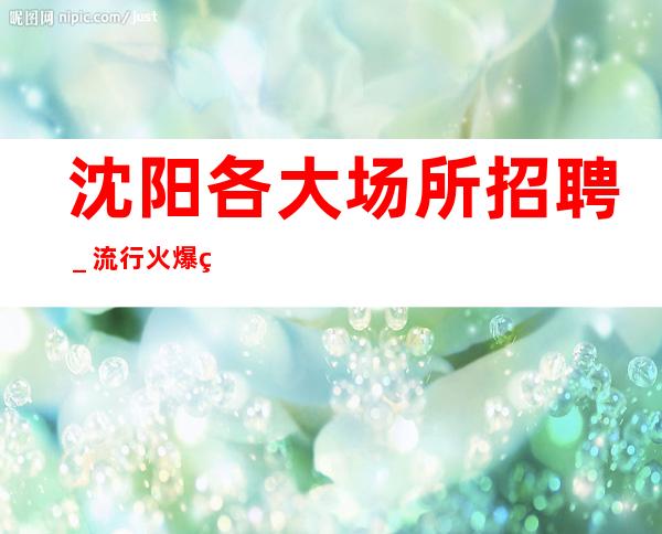沈阳各大场所招聘_流行火爆的娱乐会所招聘