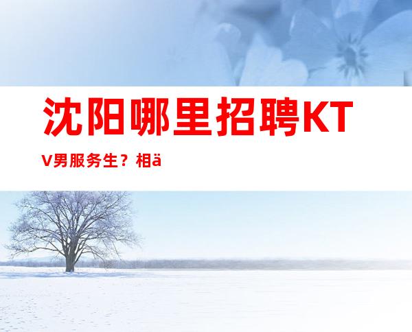 沈阳哪里招聘KTV男服务生?相信自己好像是成功的黑马