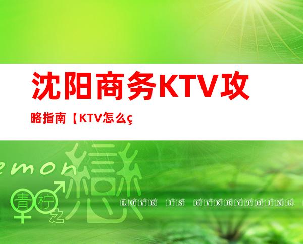 沈阳商务KTV攻略指南【KTV怎么玩】
