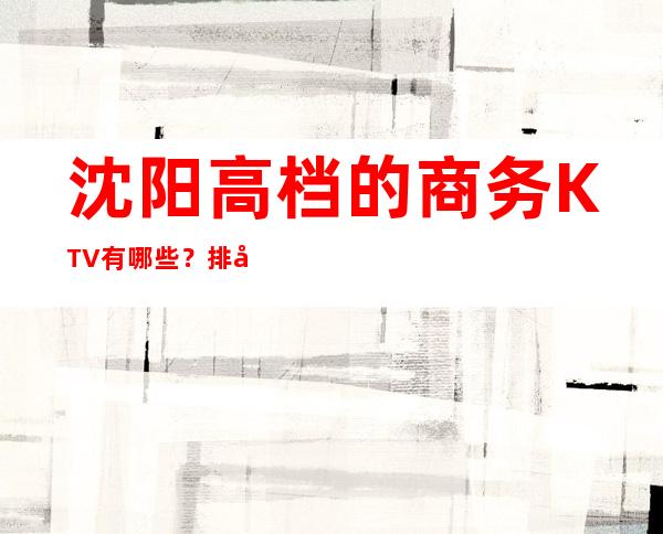 沈阳高档的商务KTV有哪些？排名前五靠谱规格高有档次