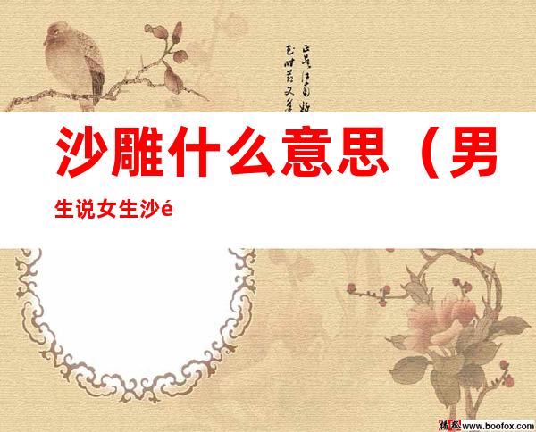 沙雕什么意思(男生说女生沙雕什么意思)