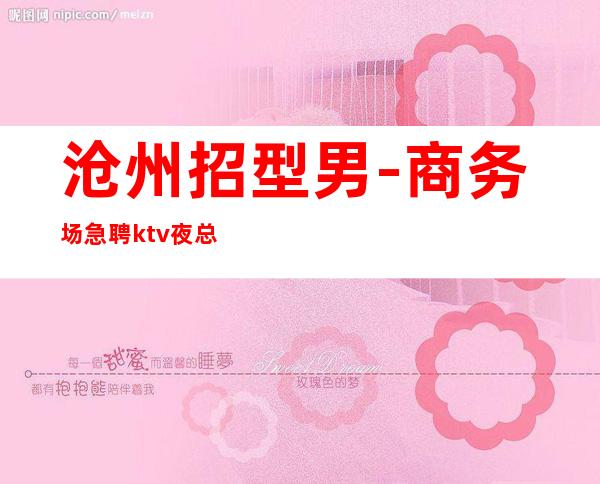 沧州招型男-商务场急聘ktv夜总会男.-欢迎有梦想的加入