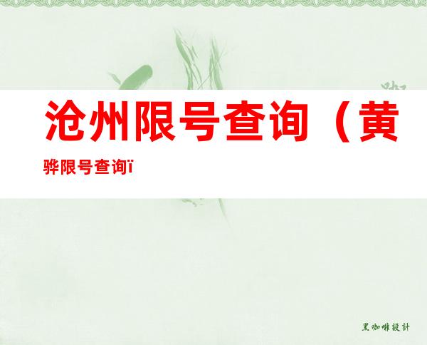 沧州限号查询(黄骅限号查询)