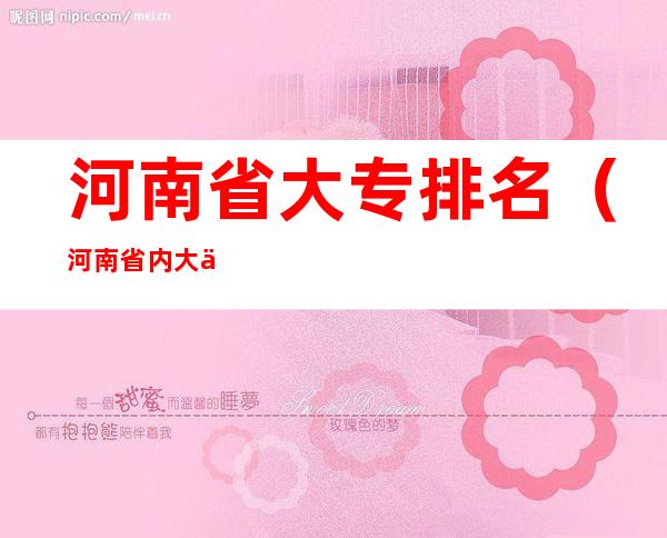河南省大专排名(河南省内大专排名)